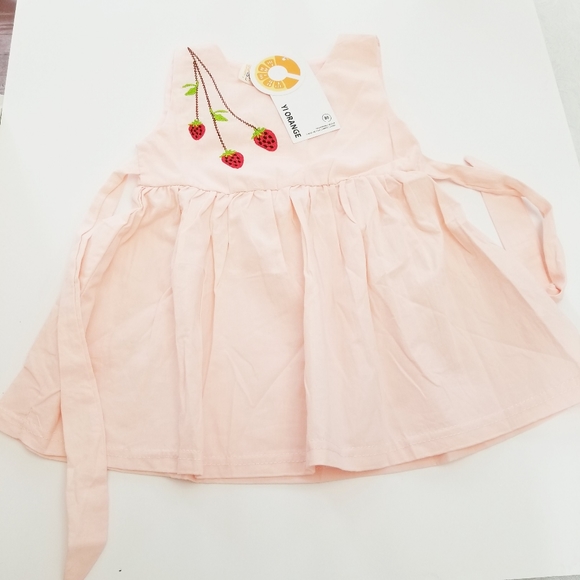 Strawberry Summer Dress for little Girls. Size 80. Pink/salmon. New - Picture 3 of 5
